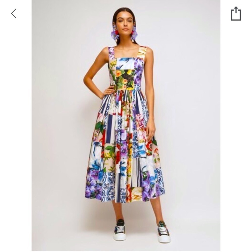 NWT Dolce Gabbana Patchwork Midi Dress ITA 42